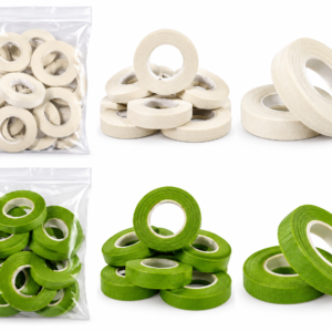 Florist Floral Tape Roll – Green & White Stem Wrapping Tape for Artificial Flower Making & Craft