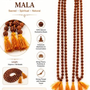 Natural Rudraksha Mala 108 Beads with Tassel | Spiritual Prayer & Meditation Mala in Bangladesh