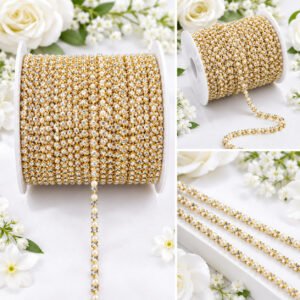 Golden Pearl and White Stone Chain for Women | Elegant Gold-Tone Jewelry