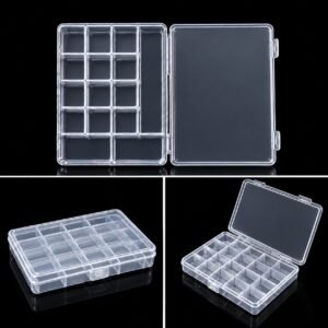 Clear Plastic 16-Compartment Organizer Box for Jewellery Making Supplies