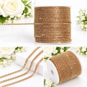 Golden Stone Chain for Jewelry Making | Sparkling Gold Rhinestone Chain