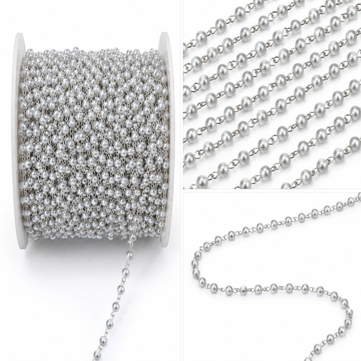 3mm Silver Pearl Chain for Jewellery Making | Jewelry Raw Materials BD